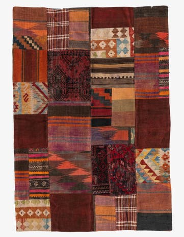 3' 7 x 5' 2 Hand Woven Kilim Patchwork Wool Rug