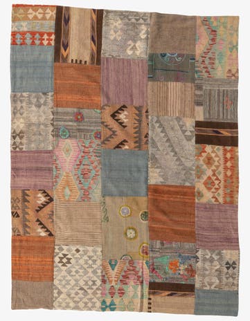 6' 1 x 8' 1 Hand Woven Kilim Patchwork Wool Rug