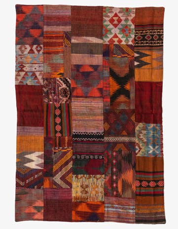 4' x 6' Hand Woven Kilim Patchwork Wool Rug