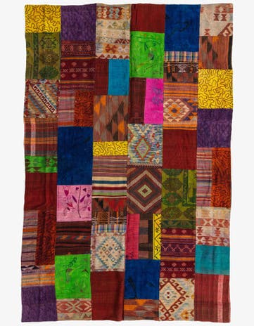 6' 7 x 9' 11 Hand Woven Kilim Patchwork Wool Rug