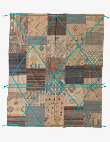 7' x 8' 4 Hand Woven Kilim Patchwork Wool Rug