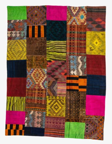 5' 8 x 7' 9 Hand Woven Kilim Patchwork Wool Rug
