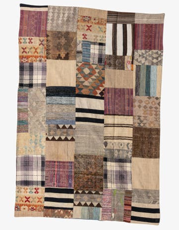5' 5 x 7' 11 Hand Woven Kilim Patchwork Wool Rug