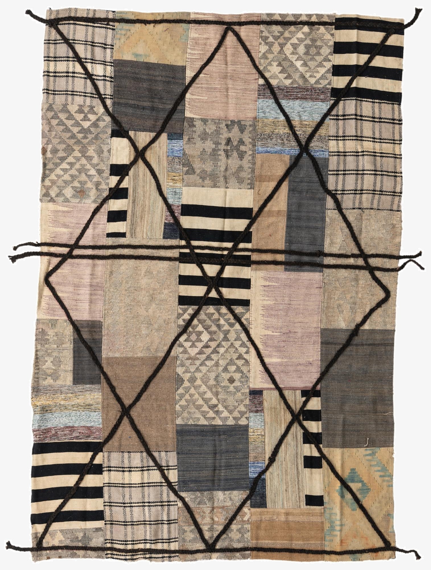 5' 3 x 8'  Hand Woven Kilim Patchwork Wool Rug