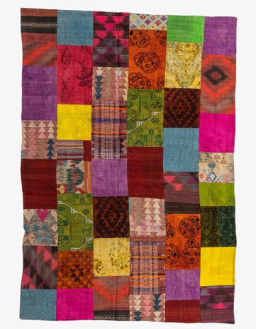 6' 7 x 9' 8 Hand Woven Kilim Patchwork Wool Rug