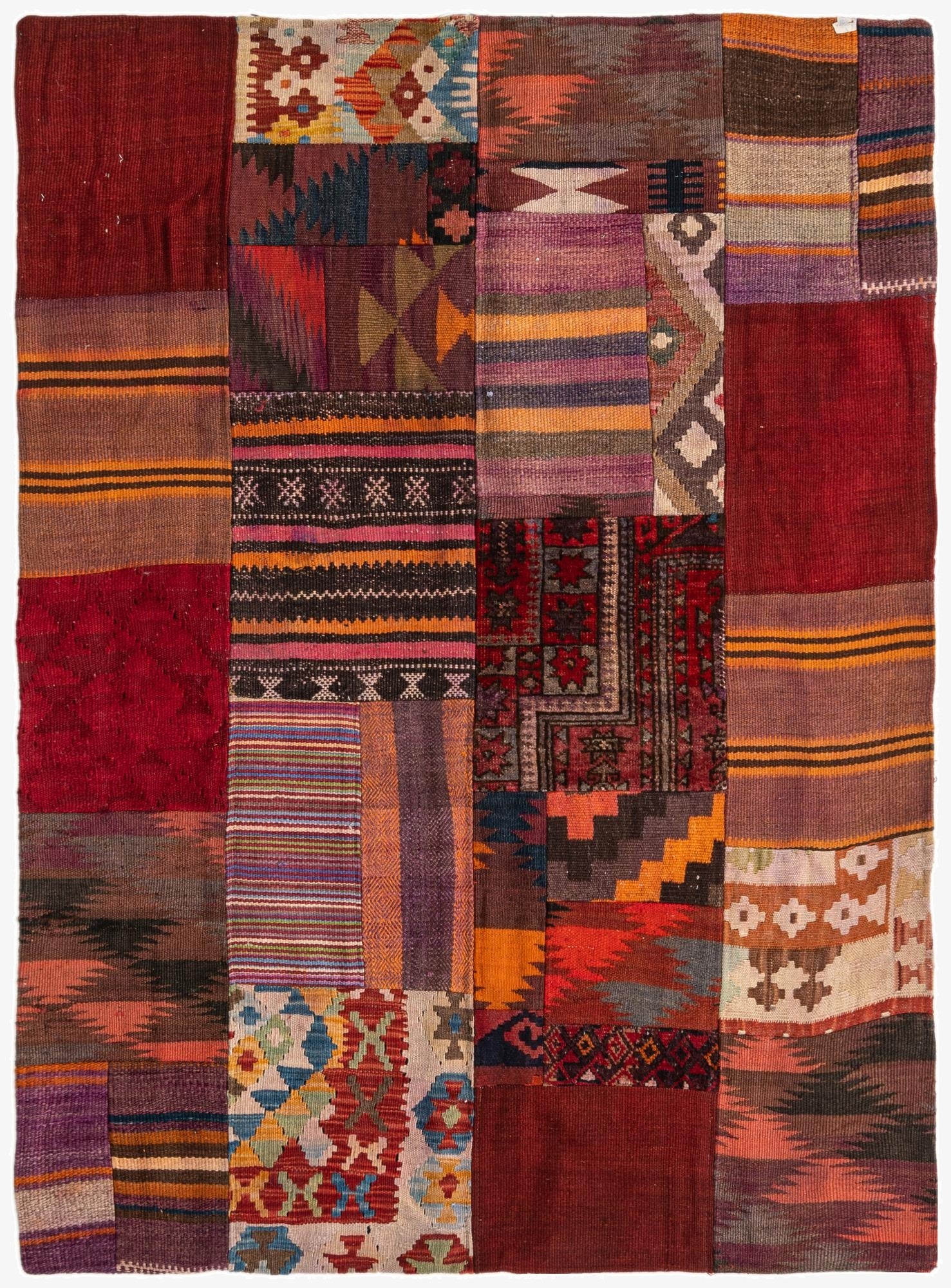 3' 7 x 5'  Hand Woven Kilim Patchwork Wool Rug