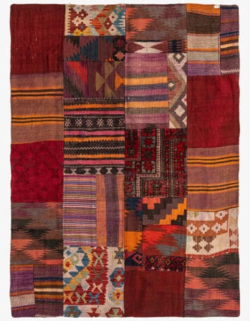 3' 7 x 5' Hand Woven Kilim Patchwork Wool Rug