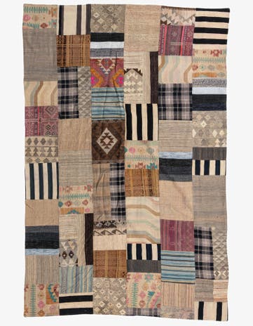 6' 5 x 10' Hand Woven Kilim Patchwork Wool Rug