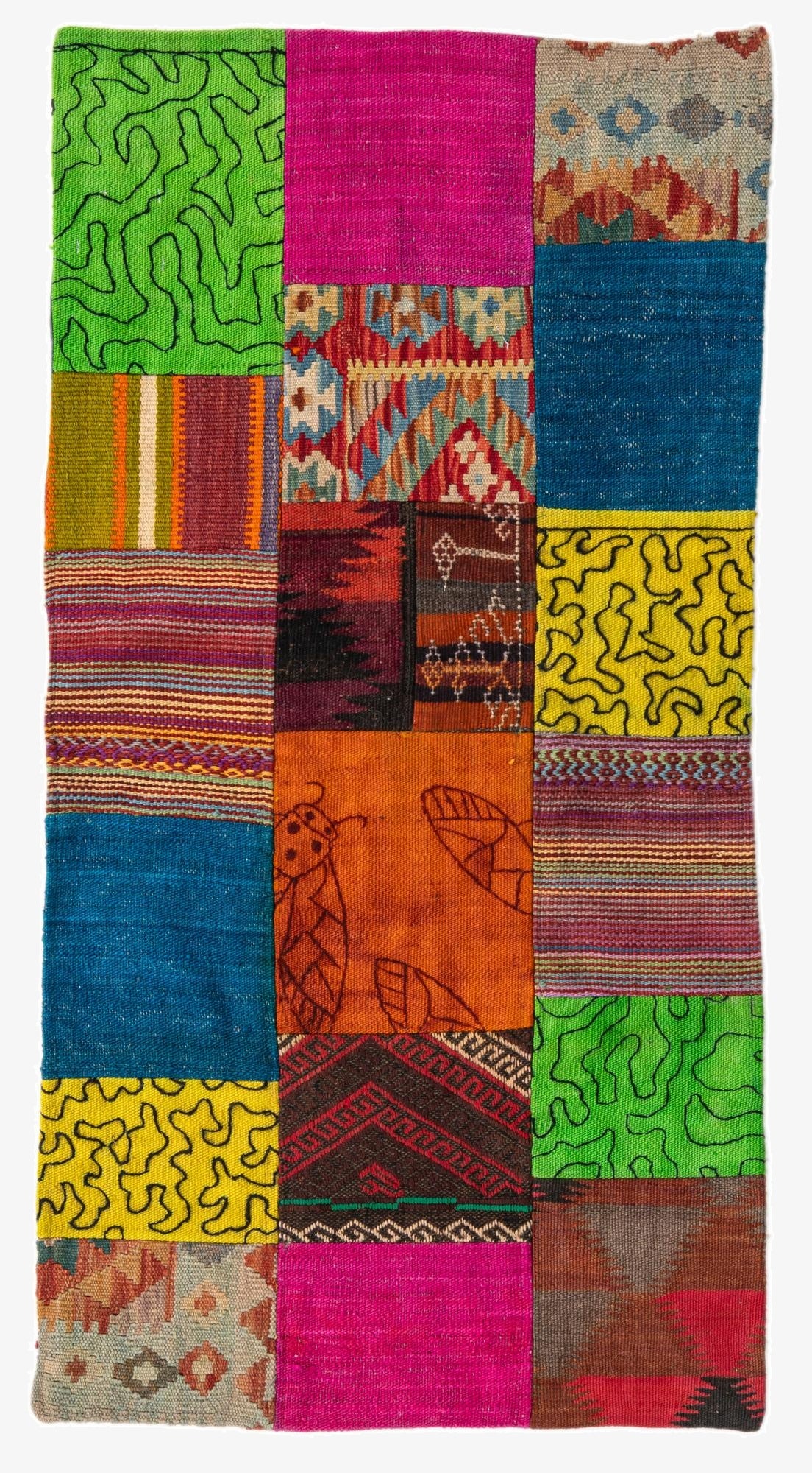 2' 2 x 4' 2  Hand Woven Kilim Patchwork Wool Rug