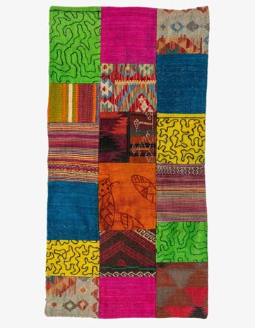2' 2 x 4' 2 Hand Woven Kilim Patchwork Wool Rug