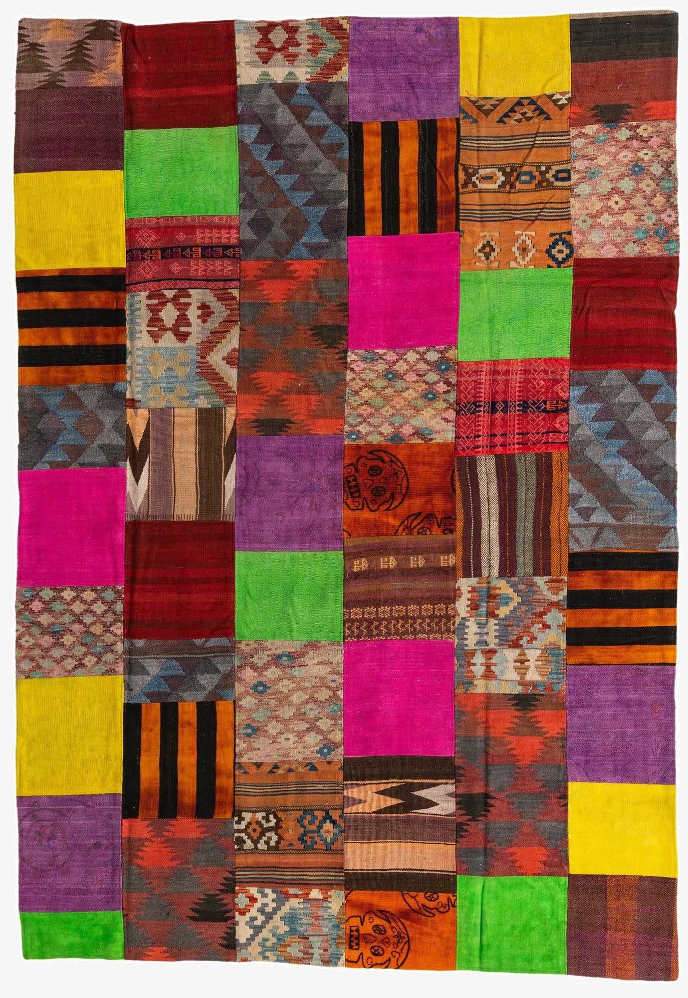 6' x 9' 8  Hand Woven Kilim Patchwork Wool Rug