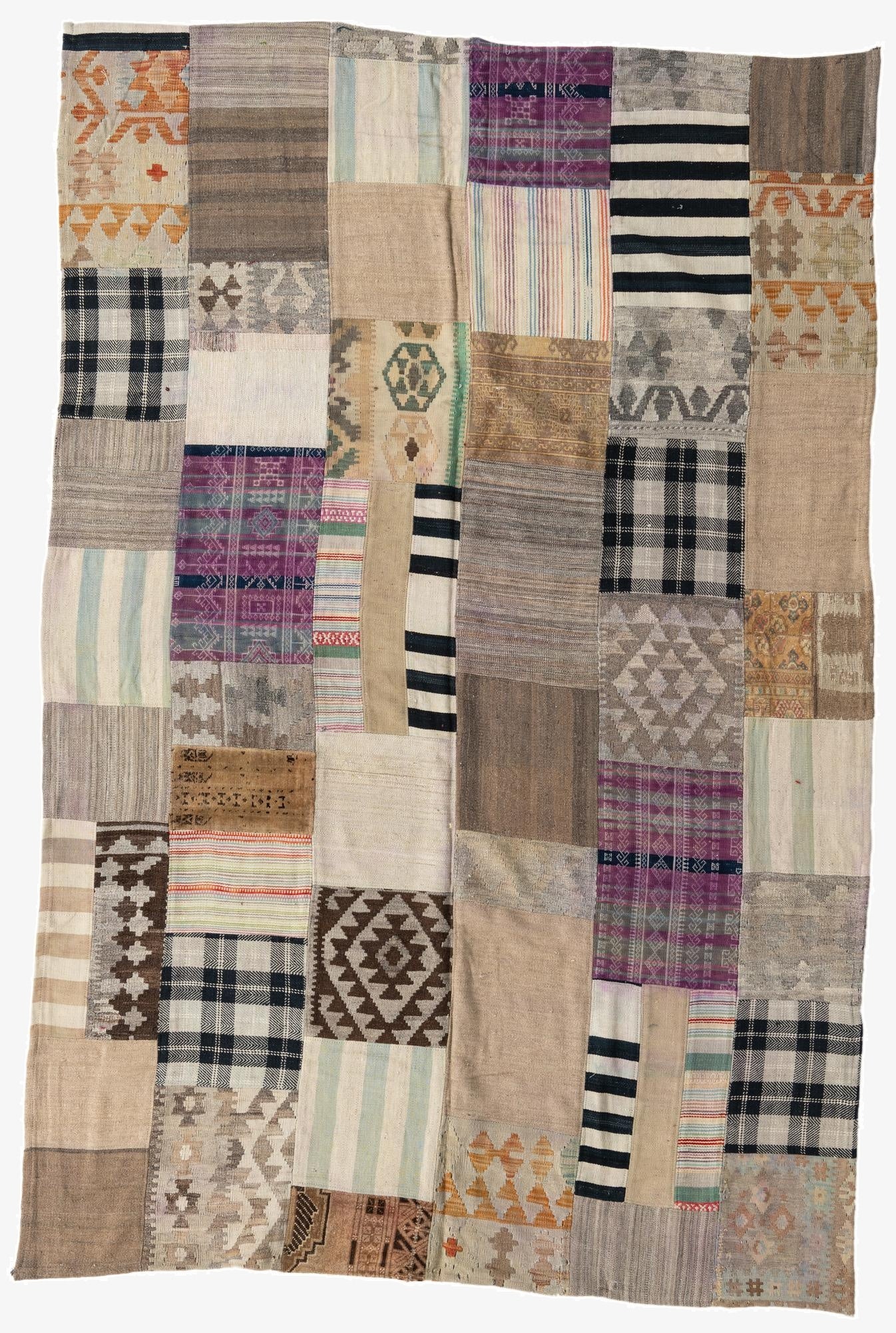 6' 5 x 9' 7  Hand Woven Kilim Patchwork Wool Rug
