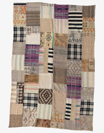 6' 5 x 9' 7 Hand Woven Kilim Patchwork Wool Rug