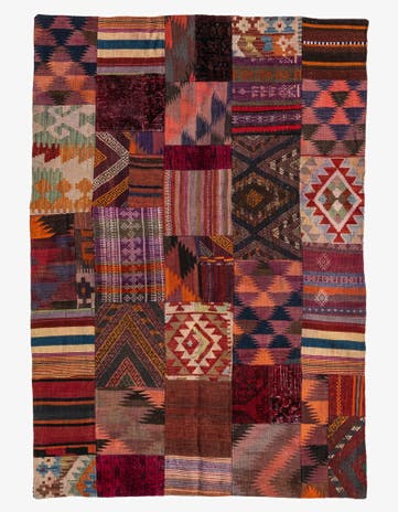 4' 1 x 6' Hand Woven Kilim Patchwork Wool Rug