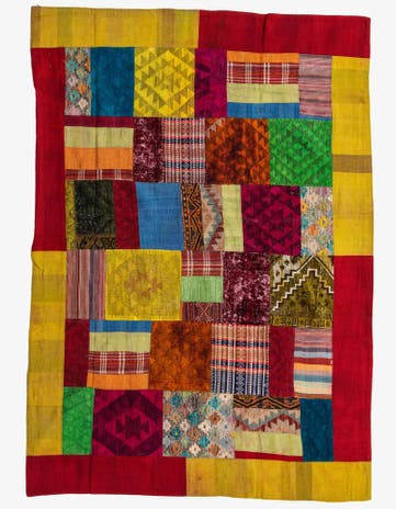 5' 8 x 8' 2 Hand Woven Kilim Patchwork Wool Rug