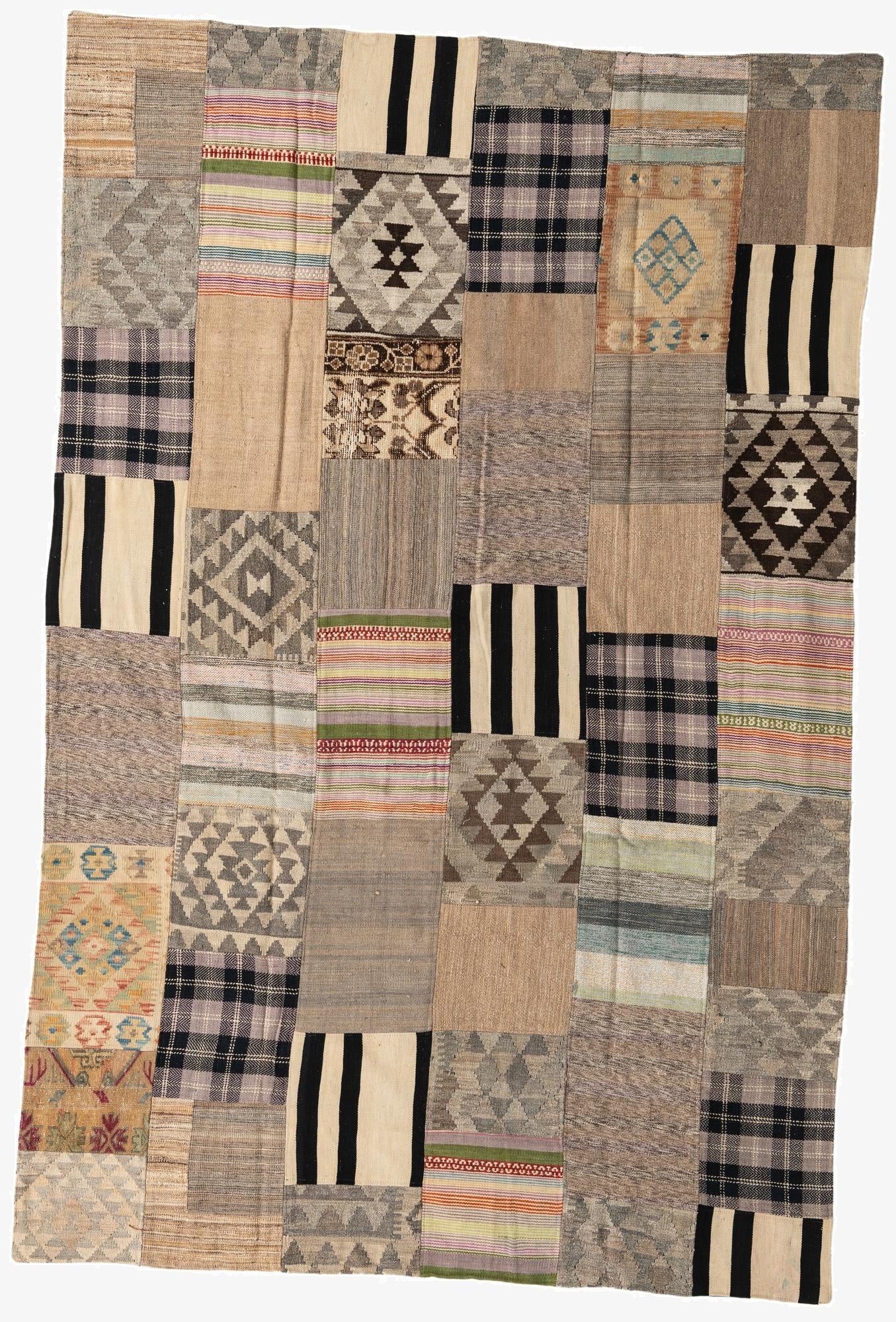 6' 5 x 9' 10  Hand Woven Kilim Patchwork Wool Rug