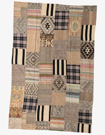 6' 5 x 9' 10 Hand Woven Kilim Patchwork Wool Rug