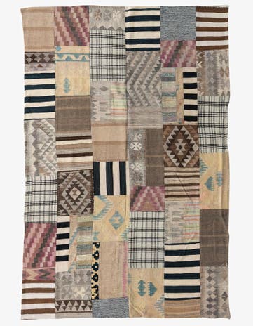 6' 5 x 9' 7 Hand Woven Kilim Patchwork Wool Rug