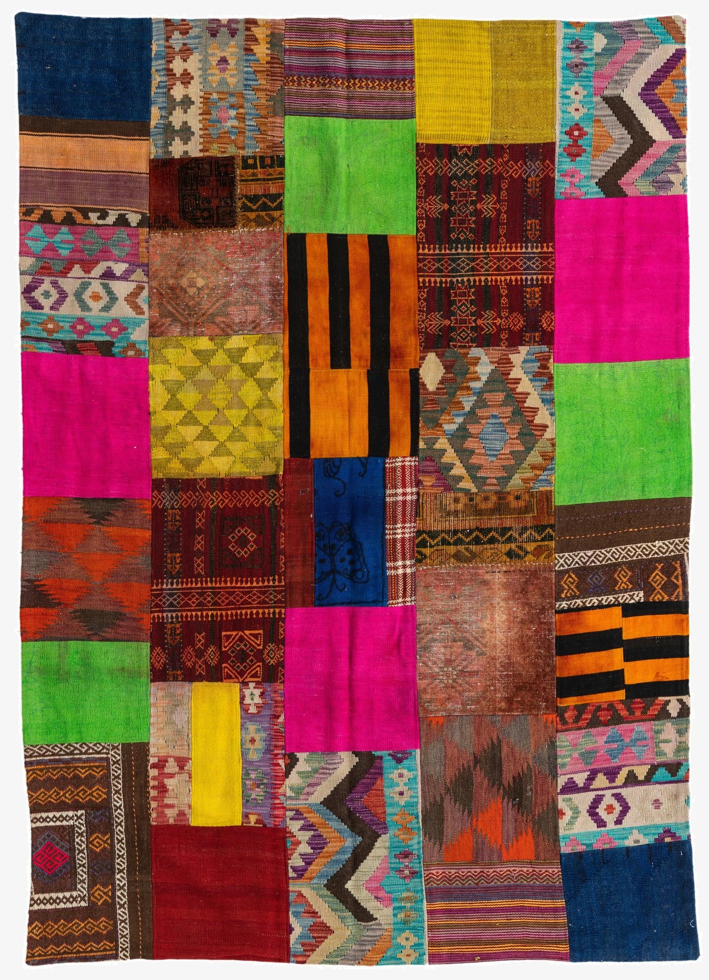 5' 6 x 7' 10  Hand Woven Kilim Patchwork Wool Rug
