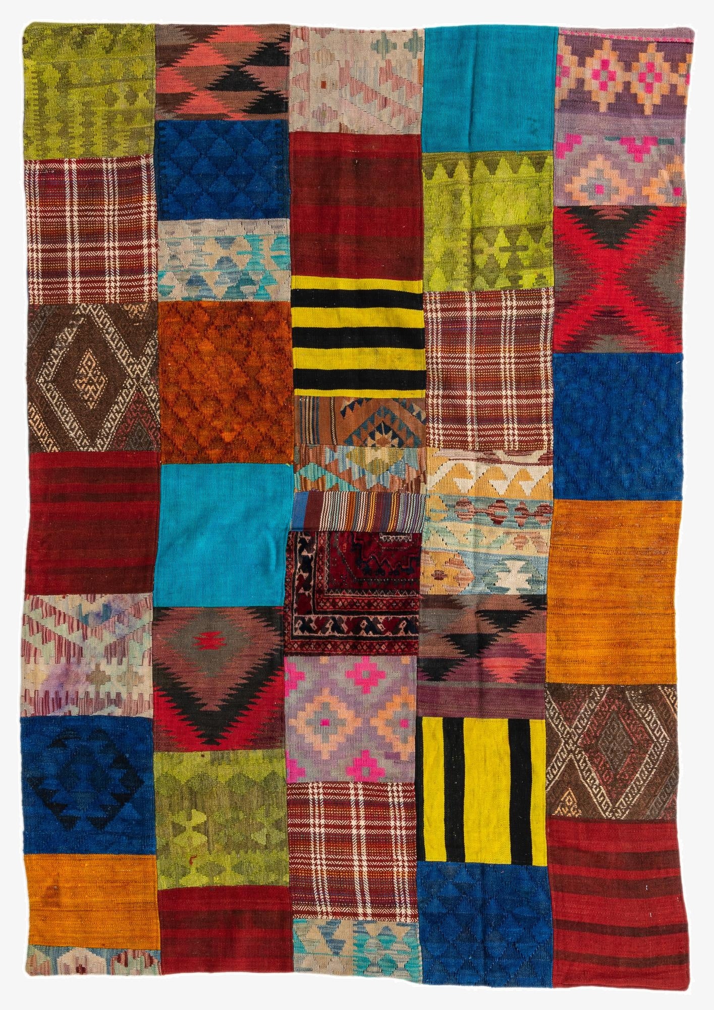 5' 4 x 7' 10  Hand Woven Kilim Patchwork Wool Rug