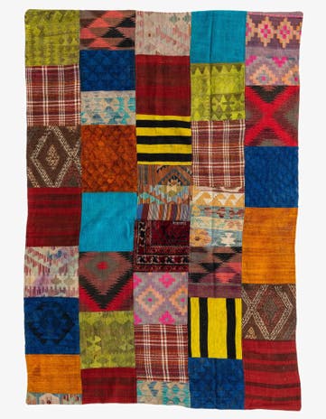 5' 4 x 7' 10 Hand Woven Kilim Patchwork Wool Rug