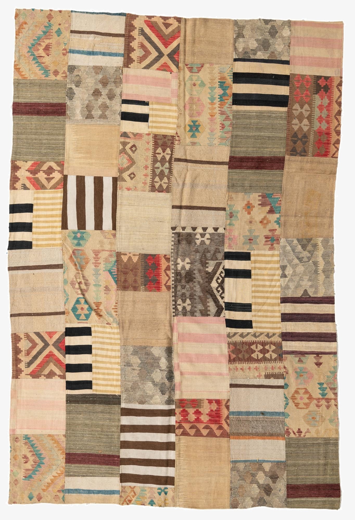 6' 7 x 10'  Hand Woven Kilim Patchwork Wool Rug