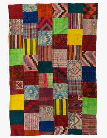 6' 7 x 9' 10 Hand Woven Kilim Patchwork Wool Rug