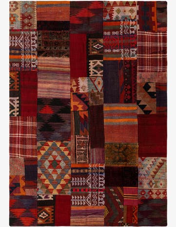 4' 2 x 6' Hand Woven Kilim Patchwork Wool Rug