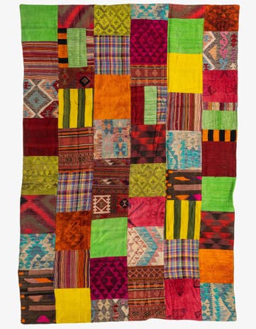 6' 7 x 9' 8 Hand Woven Kilim Patchwork Wool Rug