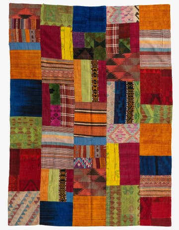 5' 8 x 7' 8 Hand Woven Kilim Patchwork Wool Rug