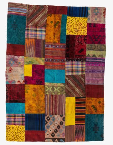 4' 3 x 5' 10 Hand Woven Kilim Patchwork Wool Rug