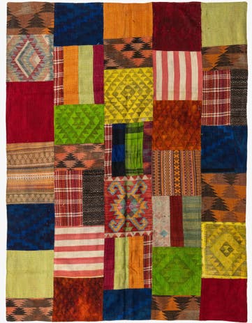 5' 9 x 7' 8 Hand Woven Kilim Patchwork Wool Rug