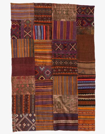 5' 4 x 8' 1 Hand Woven Kilim Patchwork Wool Rug