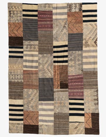 6' 8 x 9' 8 Hand Woven Kilim Patchwork Wool Rug