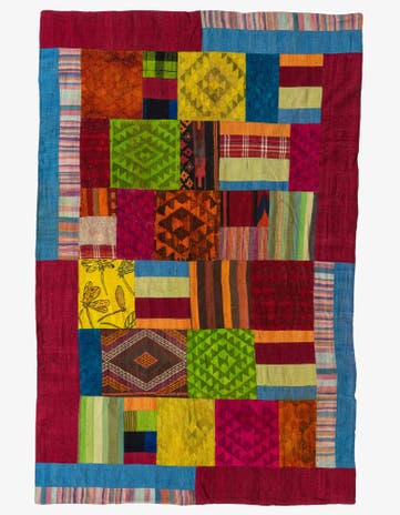 5' 3 x 8' 3 Hand Woven Kilim Patchwork Wool Rug