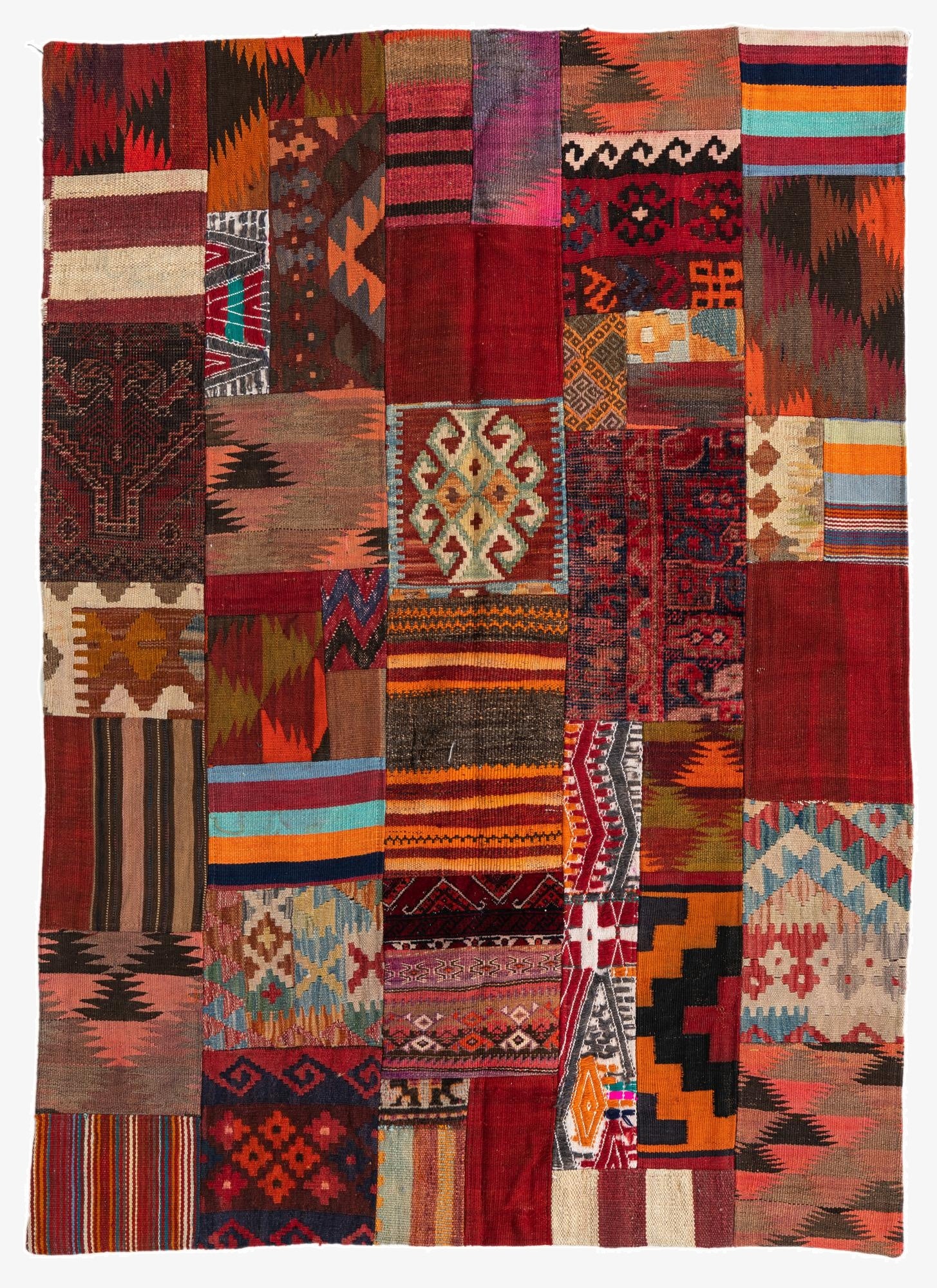 4' 3 x 6'  Hand Woven Kilim Patchwork Wool Rug