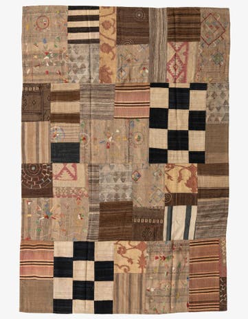 6' 8 x 9' 10 Hand Woven Kilim Patchwork Wool Rug