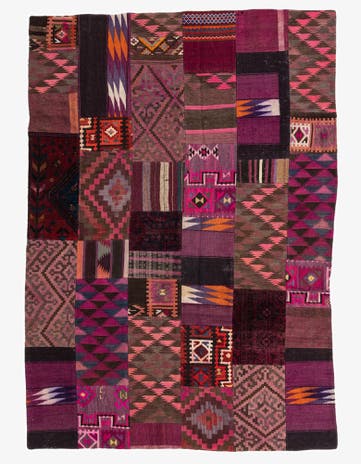 6' 8 x 9' 7 Hand Woven Kilim Patchwork Wool Rug