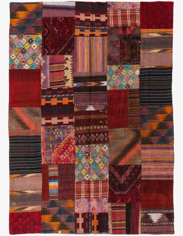 5' 7 x 8' 1 Hand Woven Kilim Patchwork Wool Rug