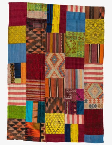 5' 7 x 8' Hand Woven Kilim Patchwork Wool Rug