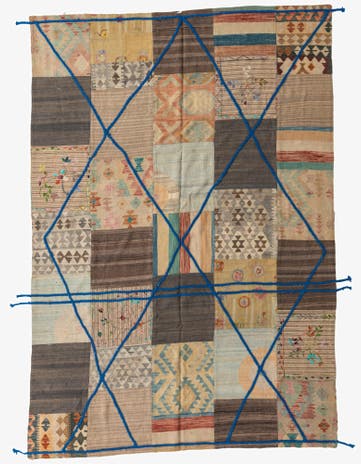 7' 1 x 10' 2 Hand Woven Kilim Patchwork Wool Rug