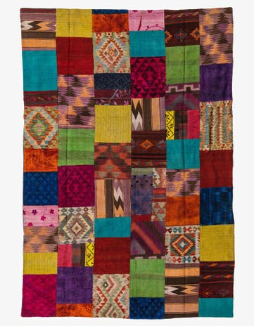 6' 9 x 10' Hand Woven Kilim Patchwork Wool Rug