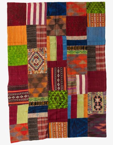 5' 8 x 8' Hand Woven Kilim Patchwork Wool Rug