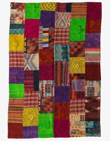 6' 9 x 10' Hand Woven Kilim Patchwork Wool Rug