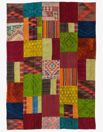 5' 7 x 8' 2 Hand Woven Kilim Patchwork Wool Rug
