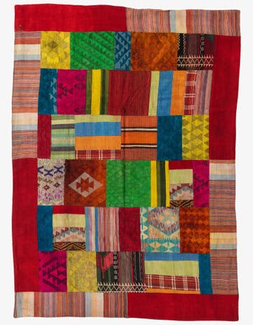 5' 8 x 8' Hand Woven Kilim Patchwork Wool Rug