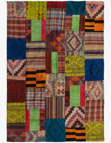 5' 5 x 7' 10 Hand Woven Kilim Patchwork Wool Rug