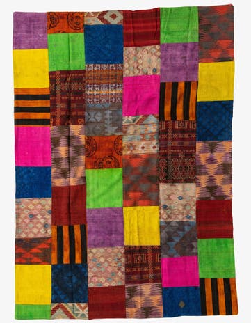 6' 7 x 9' 3 Hand Woven Kilim Patchwork Wool Rug