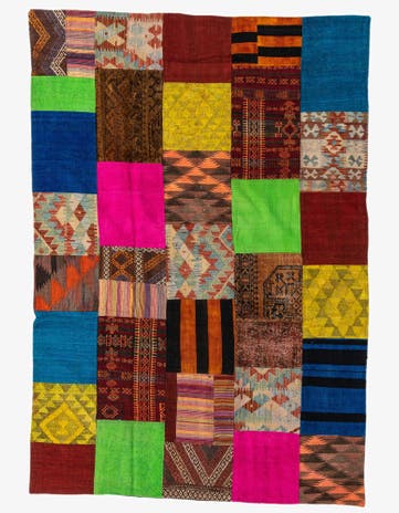 5' 5 x 7' 10 Hand Woven Kilim Patchwork Wool Rug