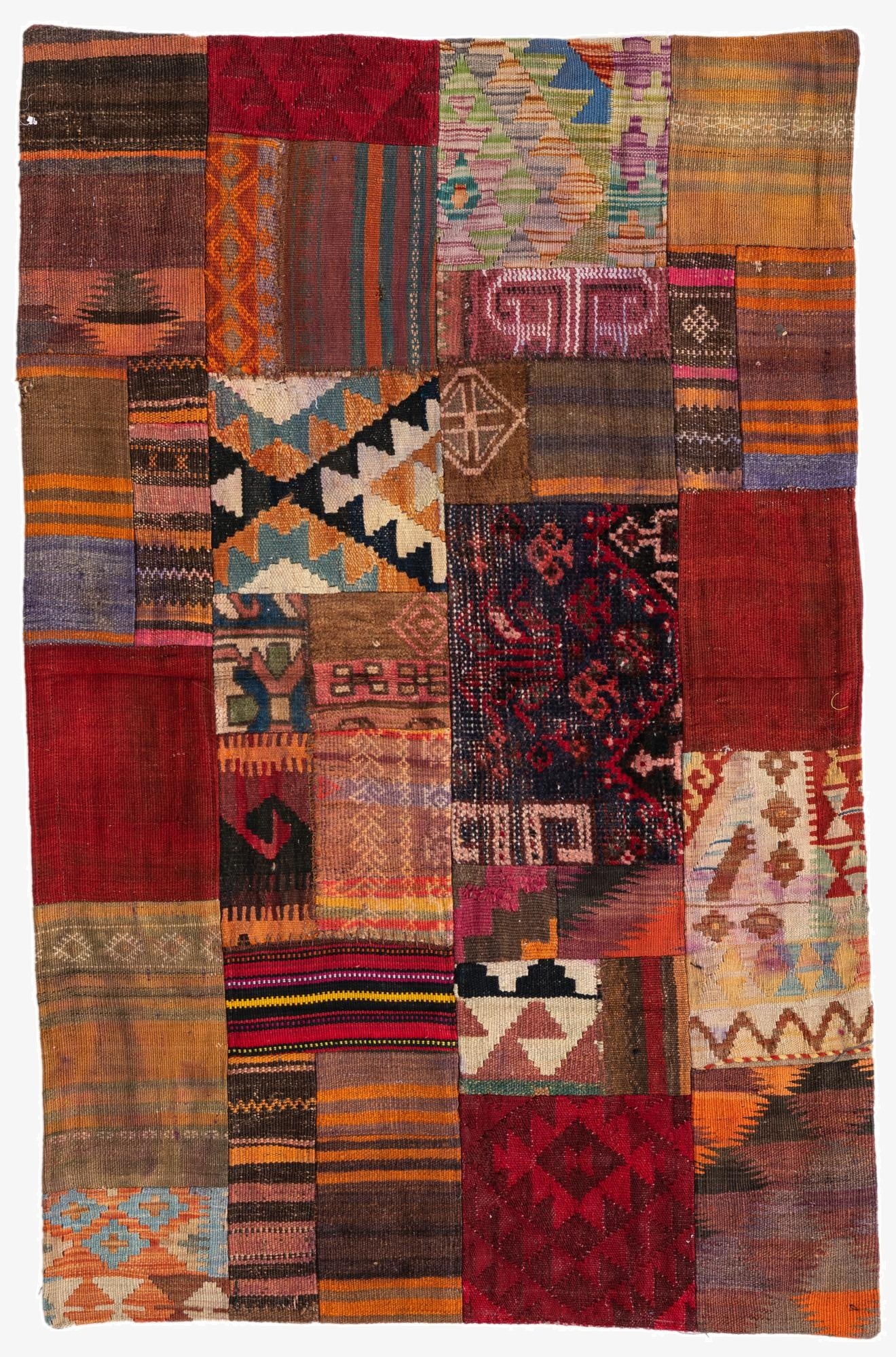 3' 4 x 5' 2  Hand Woven Kilim Patchwork Wool Rug